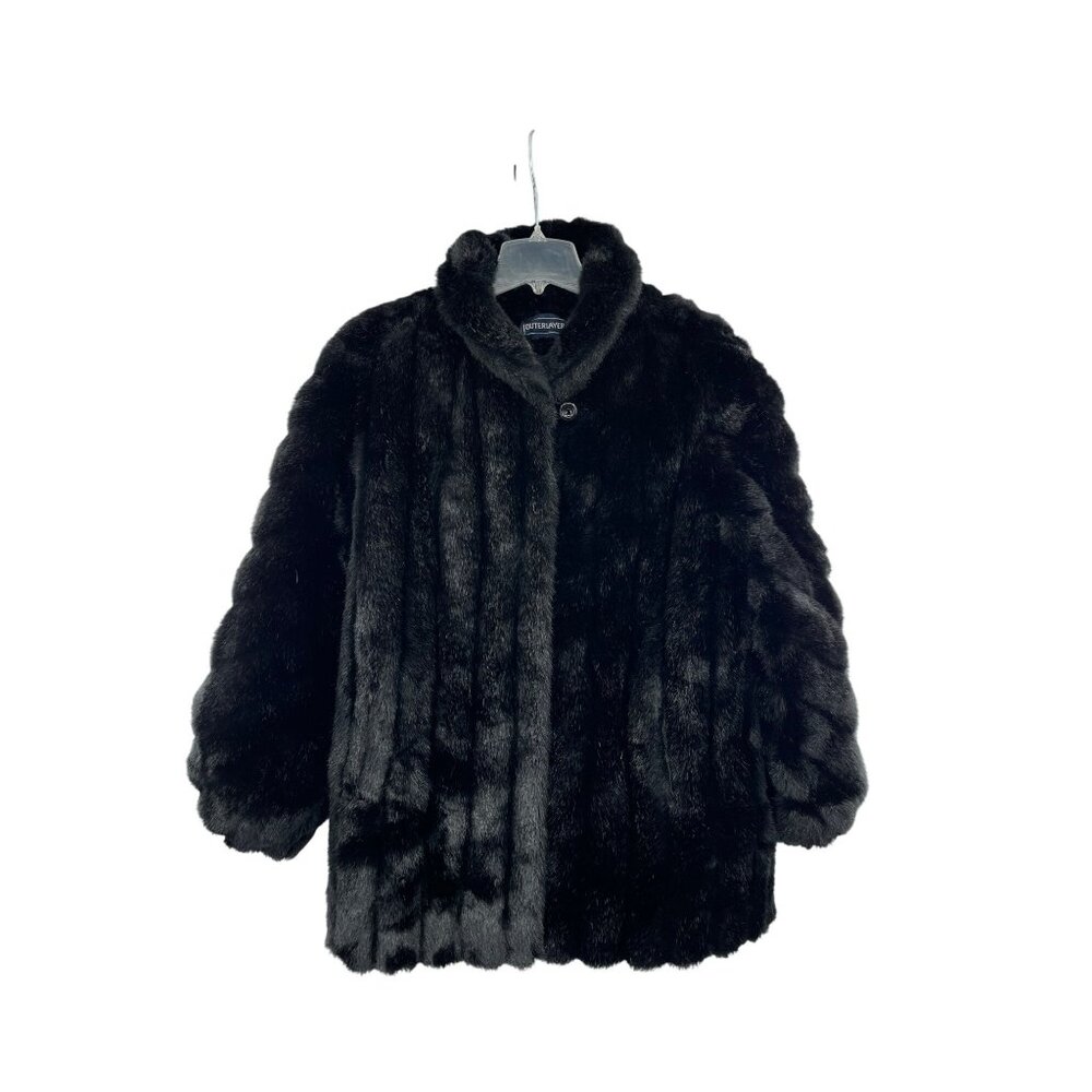 Luxurious Black Faux Fur Trench Coat